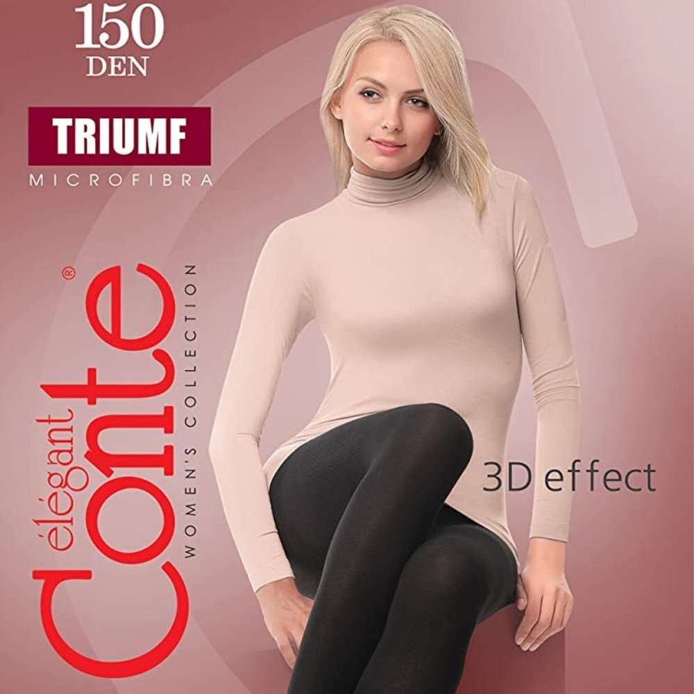 Conte Women's Warm Thick Full Length Black Winter Tights 150 Denier/Triumf L
